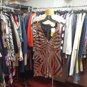 Sequin Black and Rose Gold Romper